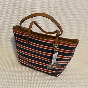 BUENO Collection handbag - navy/red/whi 11.5x4x10"